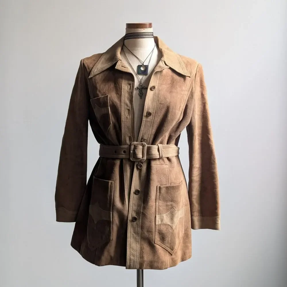 Vintage Afghan Penny Lane Fur Leather Suede Modern Furry Jacket Coat 70s 80s - Picture 2 of 13